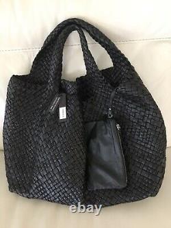 NWT-FALOR -ITALYBLACK -XXL SIZE-Hand Woven Soft Leather Tote F2018 Hard to Find