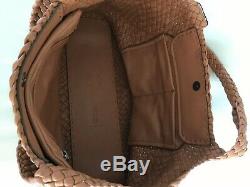 NWT-FALOR -ITALYRUST Sewn-in Pockets -Hand Woven Soft Leather Tote #7349T-XL