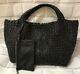 Nwt Falor Falorni Italy Extra Large Hand Woven 2pc Tote &pouch In Black