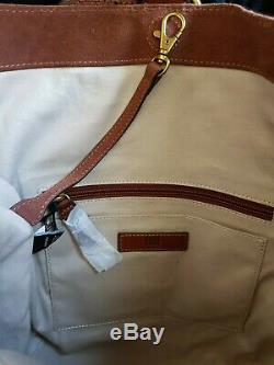 NWT Frye Ring Hobo Front Zip Pocket Shoulder Bag Cognac Tan Leather 4DB319 $398