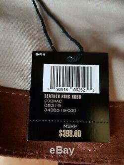 NWT Frye Ring Hobo Front Zip Pocket Shoulder Bag Cognac Tan Leather 4DB319 $398