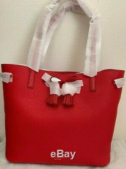 NWT Kate Spade Hayes Street Nandy Pebbled Leather Tote Bag $298 Royal Red