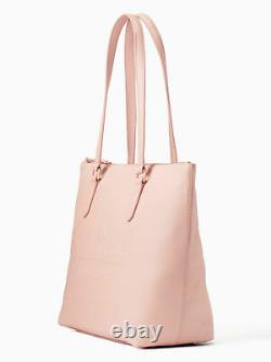 NWT Kate Spade Larchmont Ave Logo Penny Pink/Beige Leather Large Tote WKRU5619
