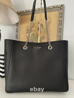NWT Kate Spade Large Infinite Triple Compartment Tote Bag Black Pebbled Leather