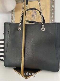 NWT Kate Spade Large Infinite Triple Compartment Tote Bag Black Pebbled Leather