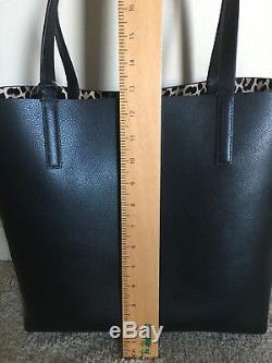 NWT Kate Spade Mya Black / Leopard Leather Tote + Pouch Arch Place WKRU5504 $299