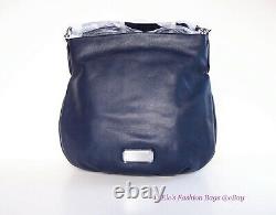 NWT MARC by MARC JACOBS New Q Hillier Hobo Leather Shoulder Bag INK Blue AUTHNTC