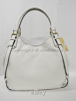 NWT Michael Kors Bedford Belted Large Leather Shoulder Tote in Optic White