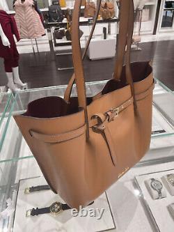 NWT Michael Kors Emilia Large Shoulder Bag Leather Purse Tote Handbag Luggage