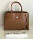 Nwt! Michael Kors Gramercy Leather Large Satchel Handbag In Acorn&black Msrp$358