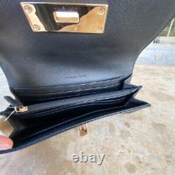 NWT Michael Kors Large Tina Leather handbag Satchel/Wallet black Gold 35H7GT4M3L