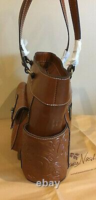 NWT Patricia Nash Bolsena Tooled Leather Florence/Brown Tote Shoulder Bag ZipTop