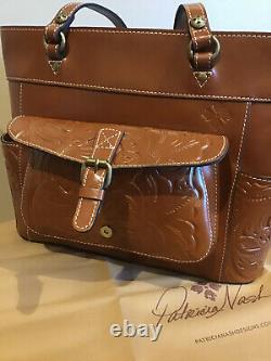 NWT Patricia Nash Bolsena Tooled Leather Florence/Brown Tote Shoulder Bag ZipTop