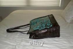 NWT Patricia Nash TOSCANO N/S Tote Bag Italian Leather TOOLED TURQUOISE P507133