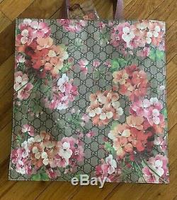 NWT Pink GUCCI Floral Blooms GG Guccissima Supreme Tote Bag Shoulder Floral
