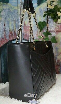 NWT TORY BURCH ALEXA FLAT Tote Shoulder Bag In BLACK Geometric QUILTED Leather