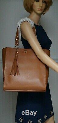NWT TORY BURCH CARTER Brooke NORTH/SOUTH Tote Bag In CLASSIC TAN Smooth Leather