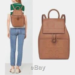 NWT Tory Burch Bombe T Flap Brown Leather Backpack-$495