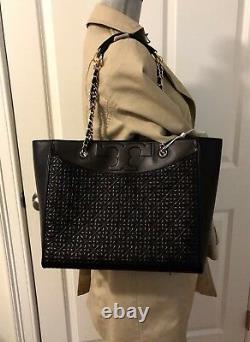 NWT Tory Burch Bryant Quilted Leather Tote Shoulder Bag, Black # 46183