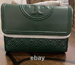 NWT Tory Burch Fleming Large Leather Shoulder Bag Norwood Green AUTHENTIC $500+