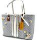 Nwt Tory Burch Gemini Link Large Applique Embroidered Flower Coated Canvas Tote