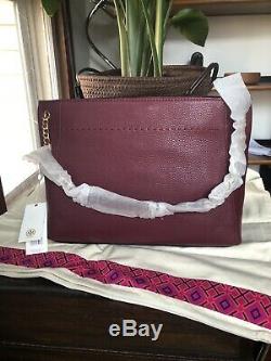NWT Tory Burch Imperial Garnet McGraw Chain Slouchy Shoulder Tote $498