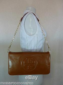 NWT Tory Burch Luggage Brown Leather BOMBE Reva Shoulder Bag/Clutch $350