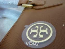 NWT Tory Burch Luggage Brown Saffiano Leather Robinson Double-Zip Tote $575