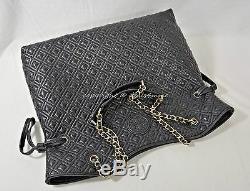 NWT! Tory Burch Marion Quilted Leather Slouchy Tote/Shoulder Bag in Black. $650