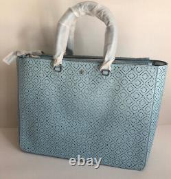 NWT! Tory Burch Robinson Perforated Convertible leather LG Satchel Iceberg $650