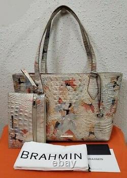 New $365 Brahmin Athena Oasis Melbourne Leather Large Tote With Zip Pouch