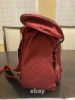 New Authentic Gucci Nylon Red Backpack GG Guccissima Large