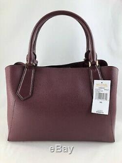 New Authentic Michael Kors Kimberly Leather Large EW Satchel Handbag Merlot
