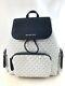 New Authentic Michael Kors Large Cargo Travel Backpack Optic White/ Navy