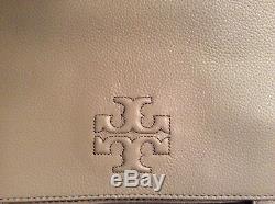 New Authentic Tory Burch ELLA Grey Canvas Leather Travel Business Tote Large