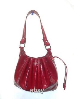New BALLY Large Red Patent Leather Shoulder Bag With Cinch And Magnet Closure
