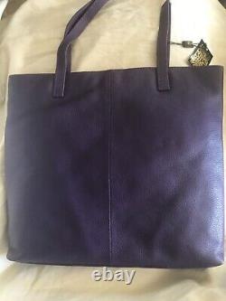 New Biba Bella Purple Leather Tote Shoulder Bag