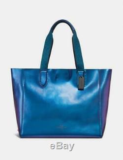 New COACH Large HOLOGRAM DERBY Tote METALLIC PEBBLE LEATHER
