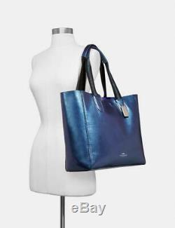 New COACH Large HOLOGRAM DERBY Tote METALLIC PEBBLE LEATHER