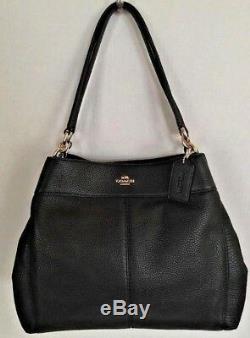 New Coach 28997 Lexy Pebble Leather Shoulder Bag handbag Black with Gold