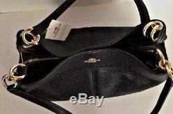 New Coach 28997 Lexy Pebble Leather Shoulder Bag handbag Black with Gold