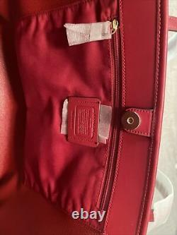 New Coach City Tote In Signature Canvas 5696 Brown 1941 Red