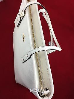 New Coach F58846 Leather City Zip Tote Handbag Purse Bag Chalk White + Wallet