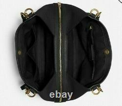 New Coach F80268 Hallie Shoulder Bag Leather Black with Gold tone hardware