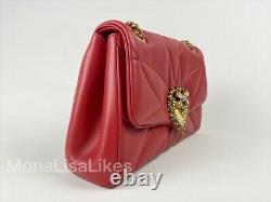New DOLCE & GABBANA Devotion Large Red Leather Heart Bag Handbag Purse