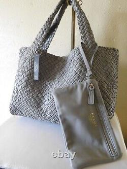 New FALOR Firenze Hand Woven Italian Leather Large Tote Bag & Detachable Pouch