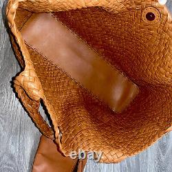 New FALOR Firenze Hand Woven Italian Leather Large Tote Shoulder Bag Wristlet