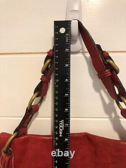 New Fossil Large Red Leather Modern Cargo Front Flap Purse Handbag