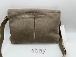 New HAMMITT VIP LARGE Leather Pewter / Gold / Red Zip Clutch Crossbody Purse
