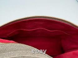 New HAMMITT VIP LARGE Leather Pewter / Gold / Red Zip Clutch Crossbody Purse